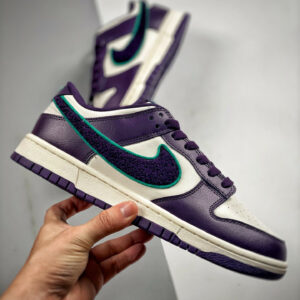 Nike Dunk Low Chenille Swoosh Sail Grand Purple-Green DQ7683-100 For Sale