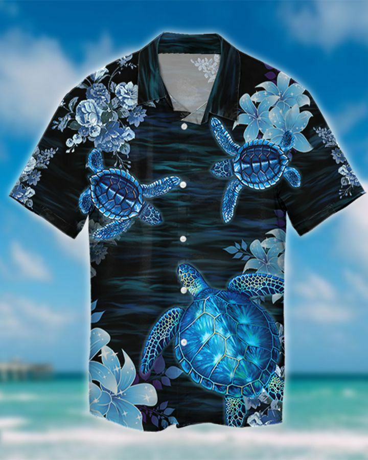 Ocean Blue Turtle Hawaiian Shirt Beach Outfit Summer