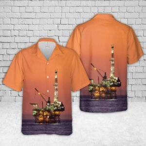 Oil Platform Holly Offshore Oil And Gas In California Sunset Hawaiian Shirt