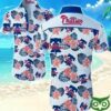 Philadelphia Phillies Floral Dark Blue And Pink Hawaiian Shirt