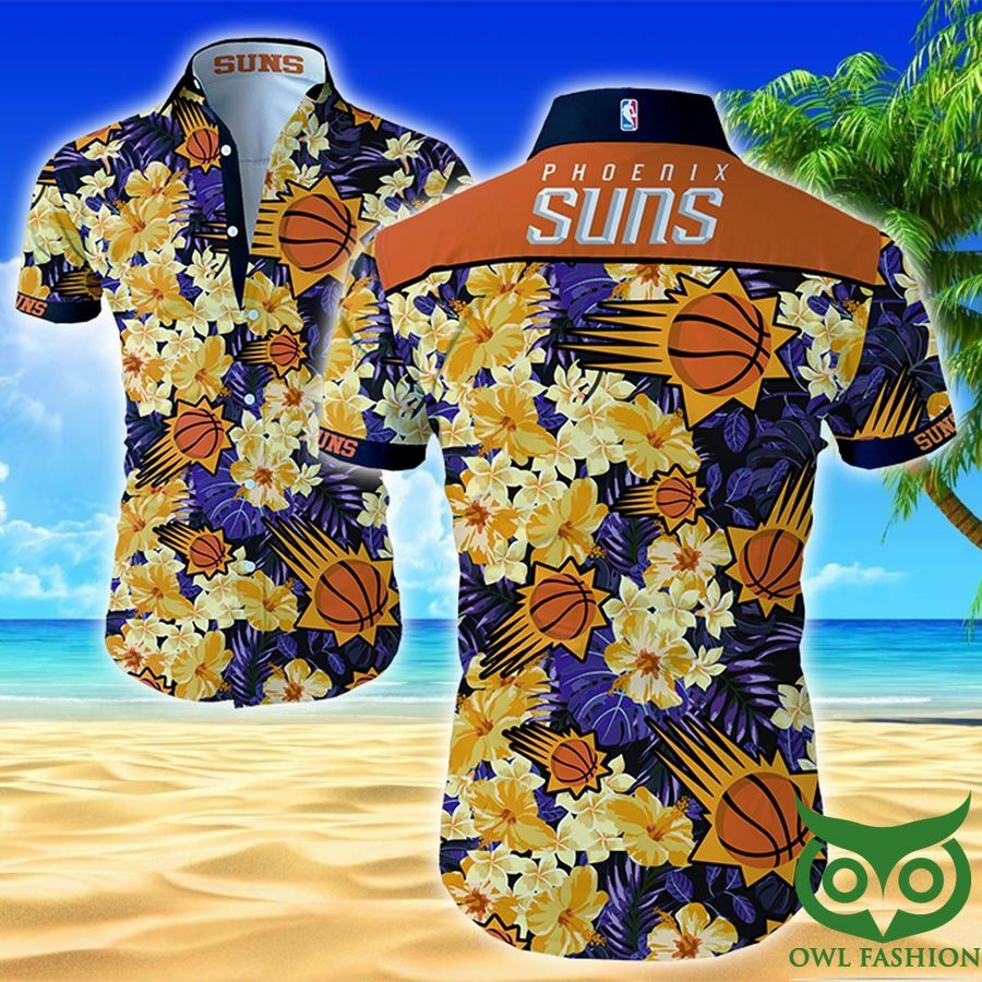 Phoenix Suns Purple And Yellow Floral Hawaiian Shirt