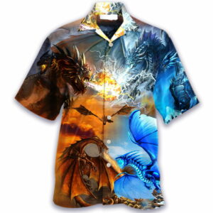 Red Dragon Battle With Blue Dragon Hawaiian Shirt