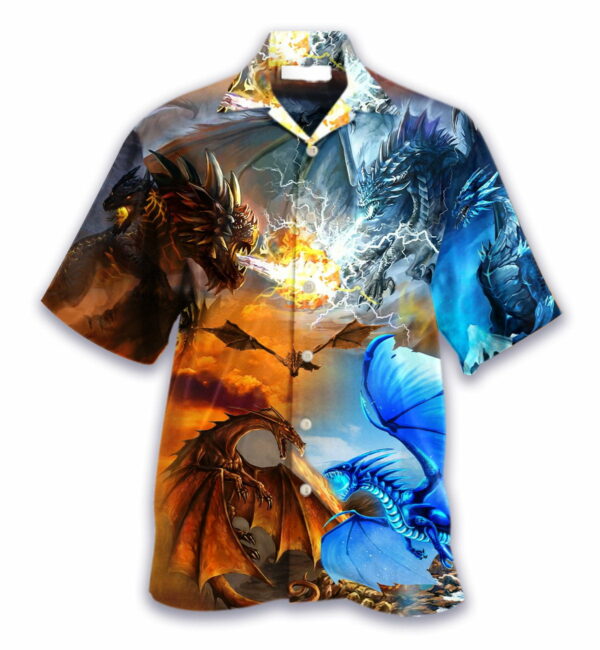 Red Dragon Battle With Blue Dragon Hawaiian Shirt