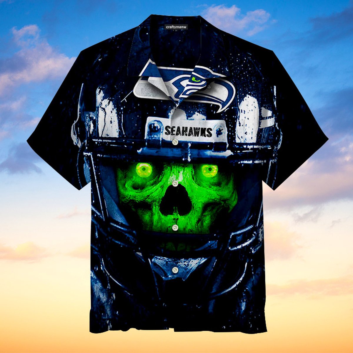 Seattle Seahawks Skull Hawaiian Shirt