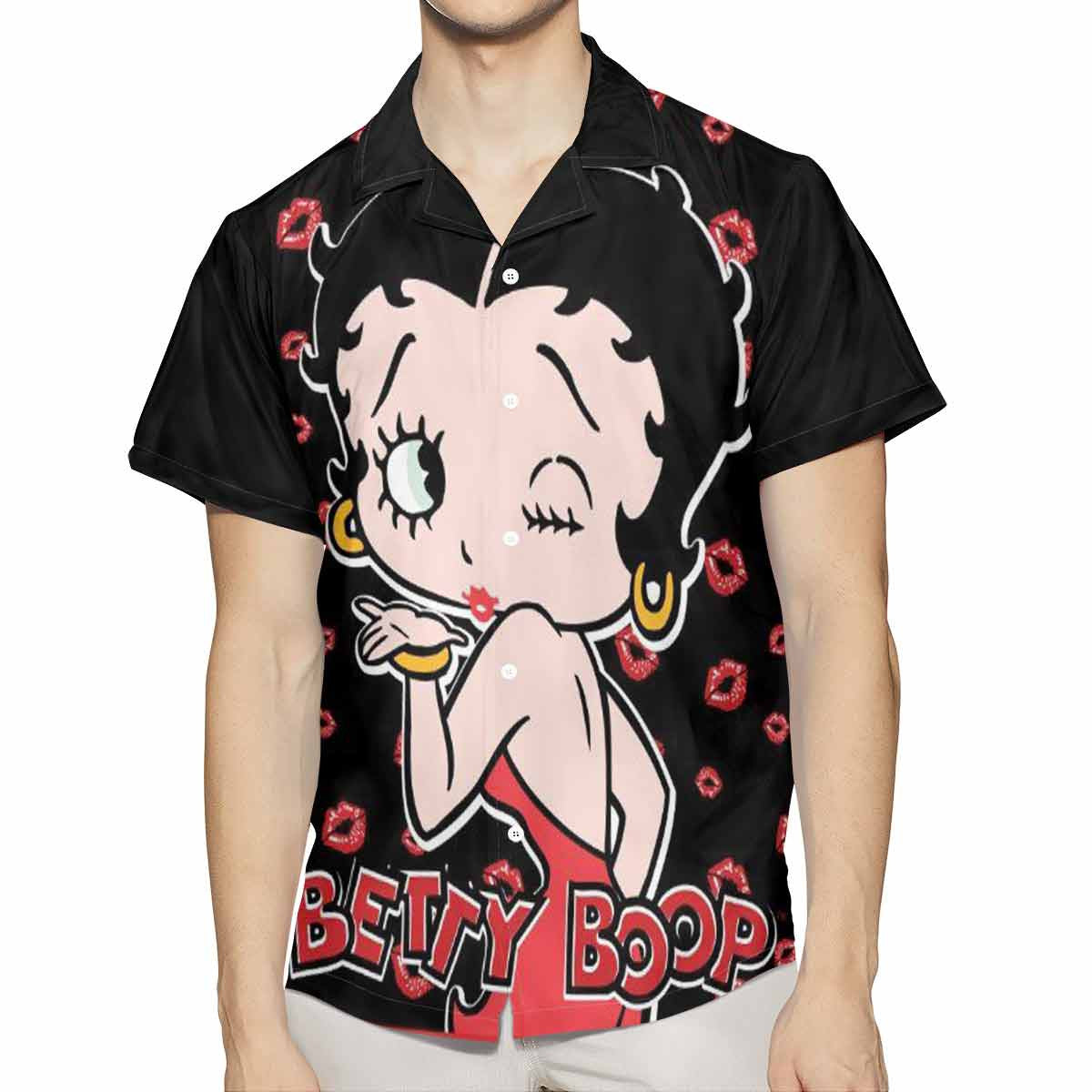 Betty Boop Kiss With Roses Hawaiian Shirt