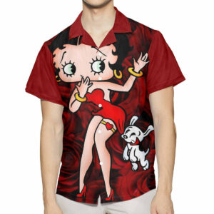 Betty Boop With Her Pudgy Dog Roses Kiss Love 13 Hawaiian Shirt