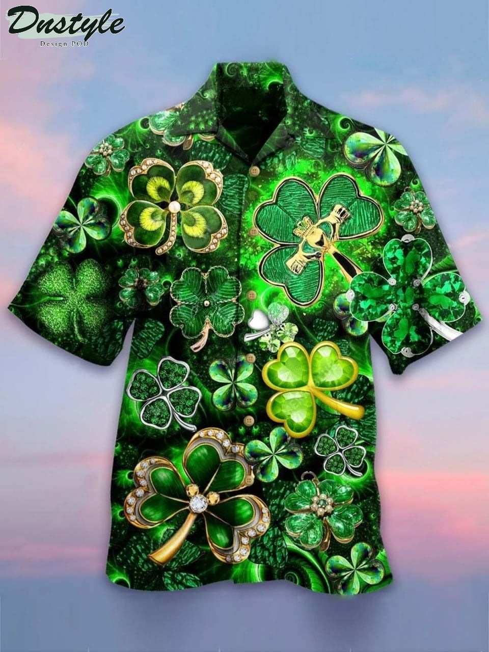 Shamrock Irish Leaf Diamond Hawaiian Shirt