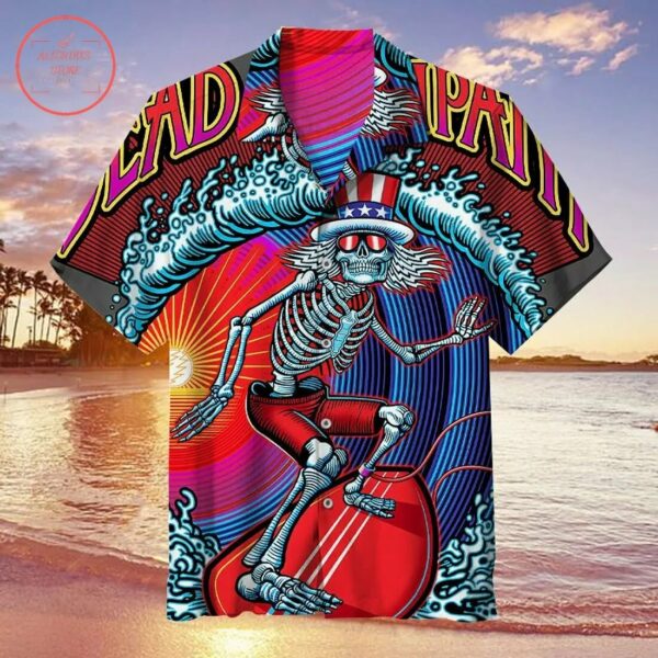 Skeleton Surfer Hawaiian Shirt Summer Beach Outfit