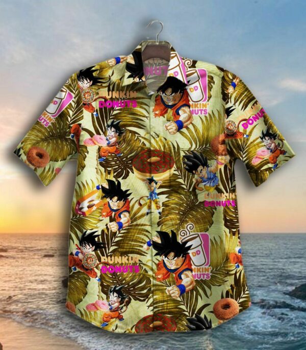 Son Goku Dunkin Donuts Button Up Hawaiian Shirt