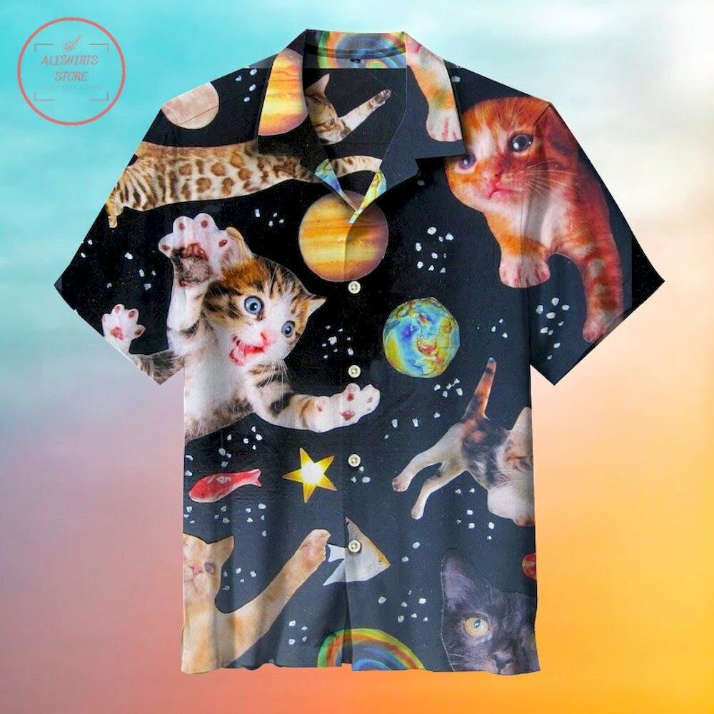 Space Cat Hawaiian Shirt Beach Summer Outfit