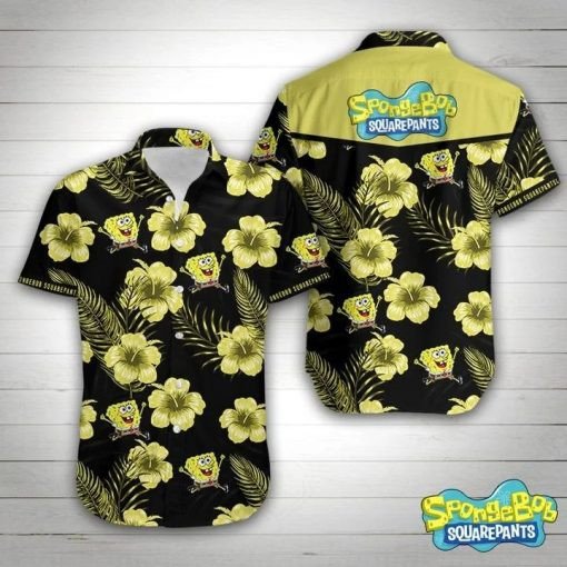 Spongebob Squarepants Hibiscus Tropical Hawaiian Shirt