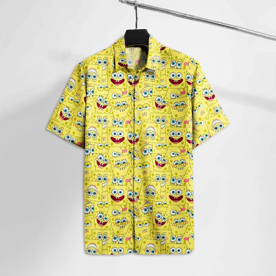 Squarepants Sponge Emoji Faces Hawaiian Shirt