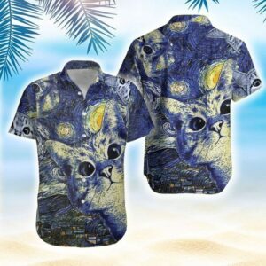 Starry Cats Hawaiian Shirt Outfit Summer Beach