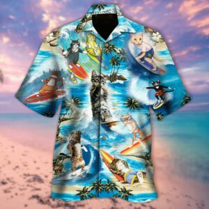 Surfing Like A Meow Hawaiian Shirt