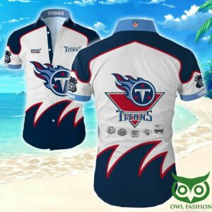 Tennessee Titans Dark Blue And White Hawaiian Shirt