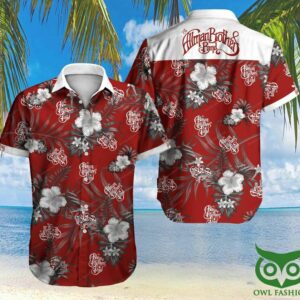 The Allman Brother Band Floral Red And Gray Hawaiian Shirt