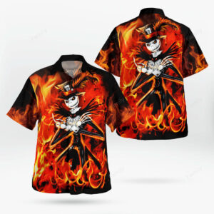 The Nightmare Jack Skellington In Fire Hawaiian Shirt