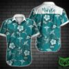 Turquoise Flowers Tropical Hawaiian Shirt