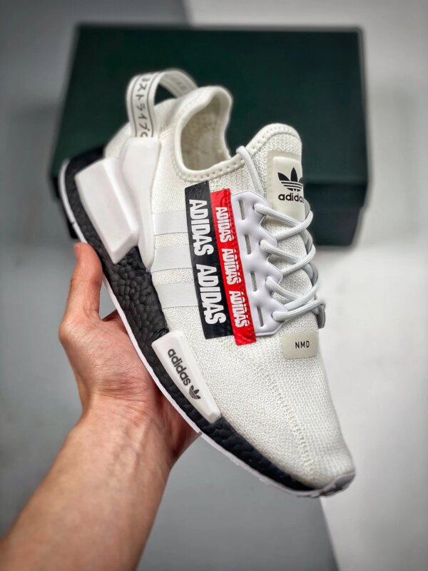 Adidas NMD R1 V2 Overbranded White Black Scarlet H02537 For Sale