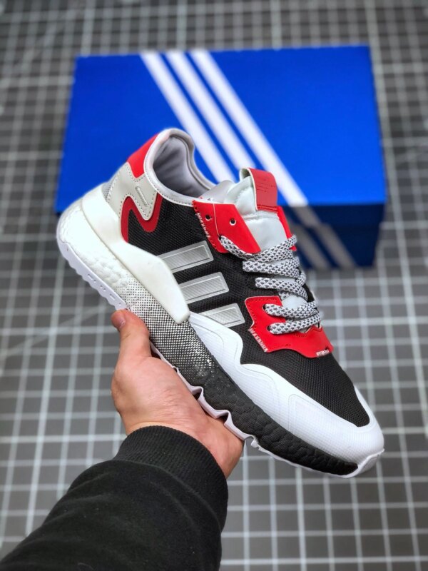 Adidas Nite Jogger Black Silver Metallic White-Red For Sale