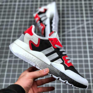 Adidas Nite Jogger Black Silver Metallic White-Red For Sale