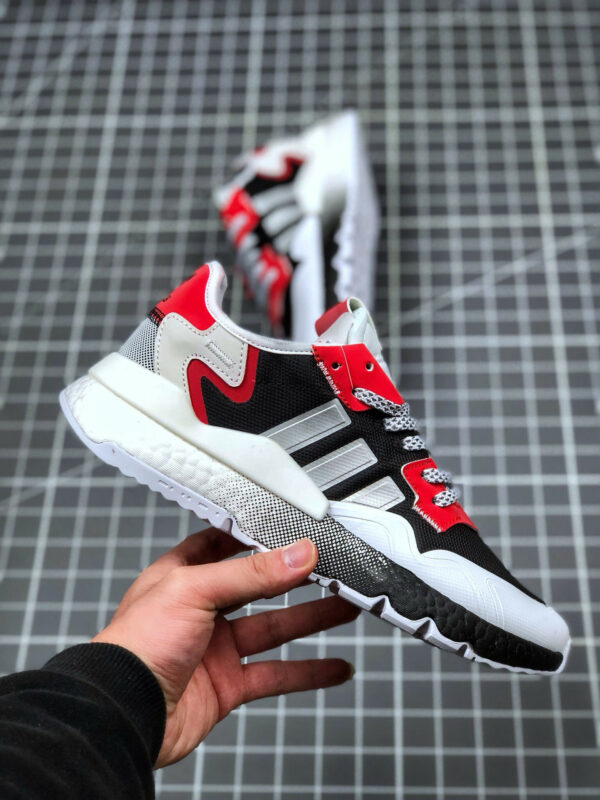 Adidas Nite Jogger Black Silver Metallic White-Red For Sale