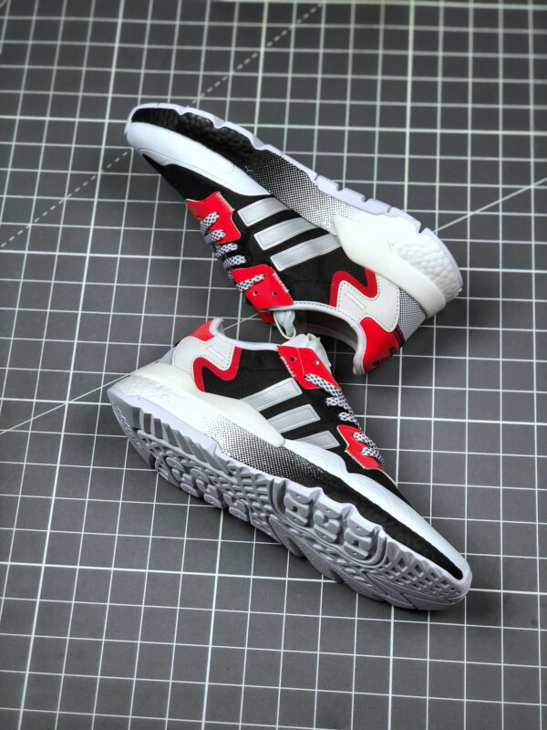 Adidas Nite Jogger Black Silver Metallic White-Red For Sale