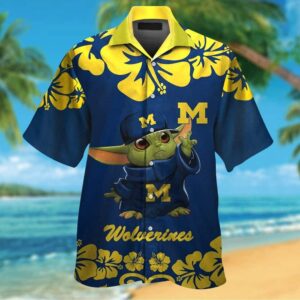 Baby Yoda Star Wars Loves Michigan Wolverines Hawaiian Shirt CK