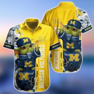 Baby Yoda Star Wars Michigan Wolverines Hawaiian Shirt CP