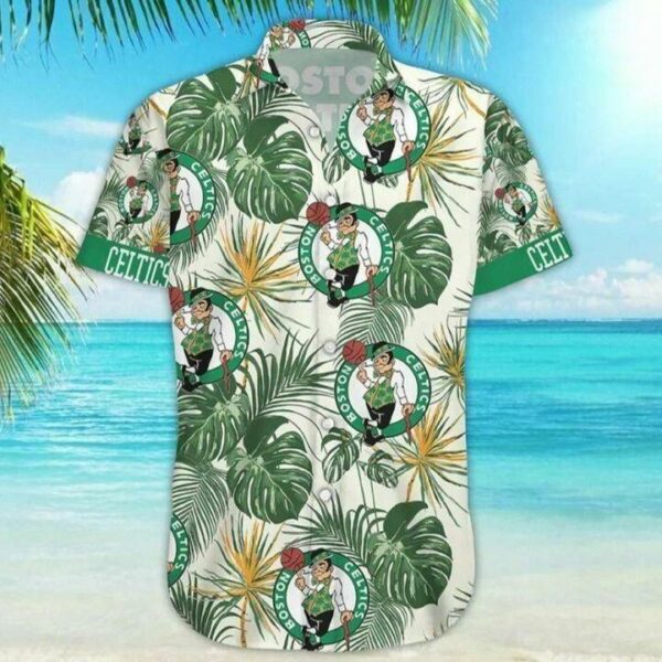 Boston Celtics Palm Leaves Pattern Hawaiian Shirt LY