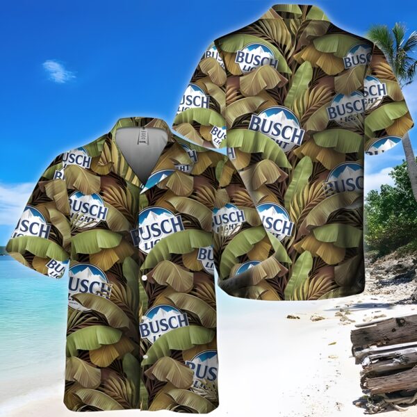 Busch Light Beer Banana Leaves Pattern Hawaiian Shirt KA