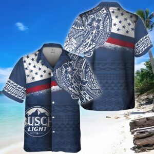 Busch Light Polynesian Pattern Beer Hawaiian Shirt PQ