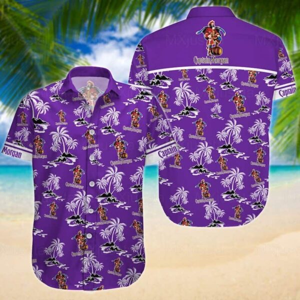 Captain Morgan Coconut Tree Pattern Hawaiian Shirt GO