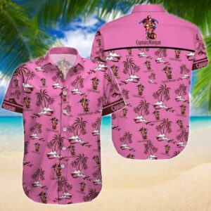 Captain Morgan Coconut Tree Pattern Practical Hawaiian Shirt UG