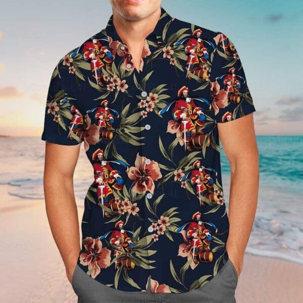 Captain Morgan Hibiscus Flower Pattern Hawaiian Shirt PK