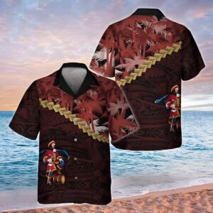 Captain Morgan Palm Tree Blend Polynesian Pattern Hawaiian Shirt LZ