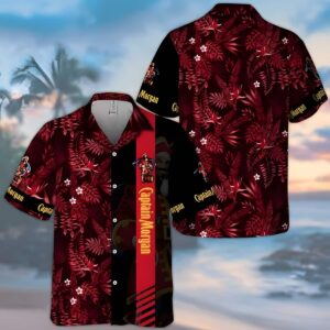 Captain Morgan Tropical Foliage Pattern Hawaiian Shirt PZ