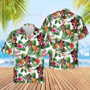 Captain Morgan Tropical Pineapple Pattern Practical Hawaiian Shirt AZ