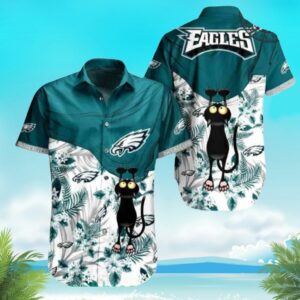 Cool Black Cat NFL Philadelphia Eagles Hawaiian Shirt TD