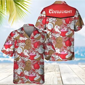 Coors Light Beer Tropical Coconuts Hawaiian Shirt CL