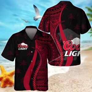 Coors Light Polynesian Pattern Beer Hawaiian Shirt BE