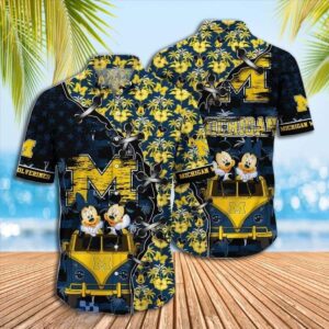 Disney Mickey Mouse Michigan Wolverines Hawaiian Shirt WS