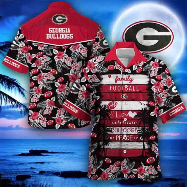 Family Football Love Celebrate Georgia Bulldogs Uga Peace Hawaiian Shirt GM