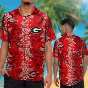 Georgia Bulldogs Uga Red Tropical Flower Hawaiian Shirt GD