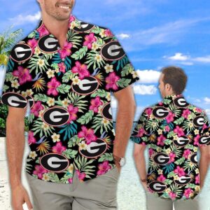 Georgia Bulldogs Uga Tropical Flower Hawaiian Shirt OQ