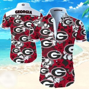 Georgia Bulldogs Uga Tropical Flower Hawaiian Shirt JB