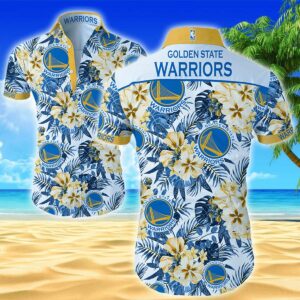 Golden State Warriors Tropical Flora Hawaiian Shirt ES