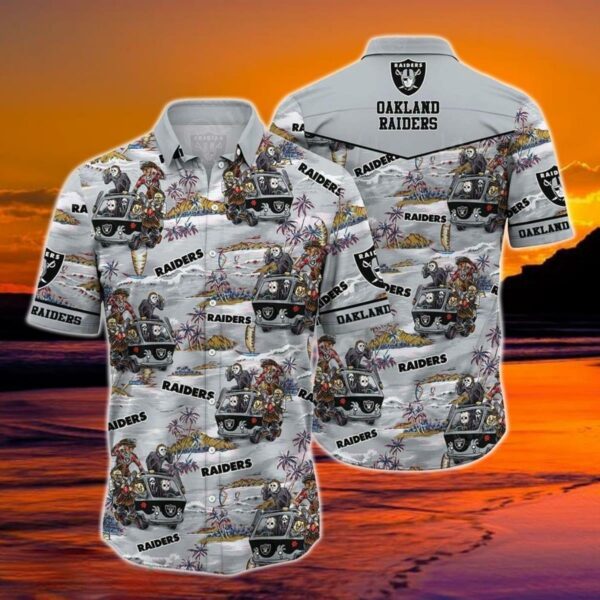 Halloween Characters NFL Las Vegas Raiders Hawaiian Shirt WP