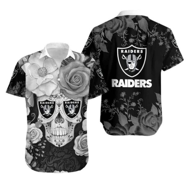 Las Vegas Raiders Skull Rose Football Hawaiian Shirt UD