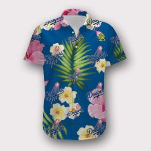 Los Angeles Dodgers Tropical Flower Pattern Practical Hawaiian Shirt IN